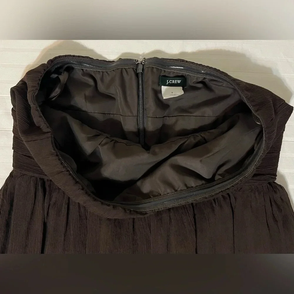 J. Crew Strapless Silk Chiffon Dress. Size 0.  Chocolate brown